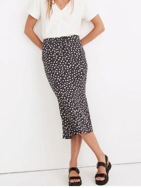 Madewell Women's Black Floral Midi Skirt
